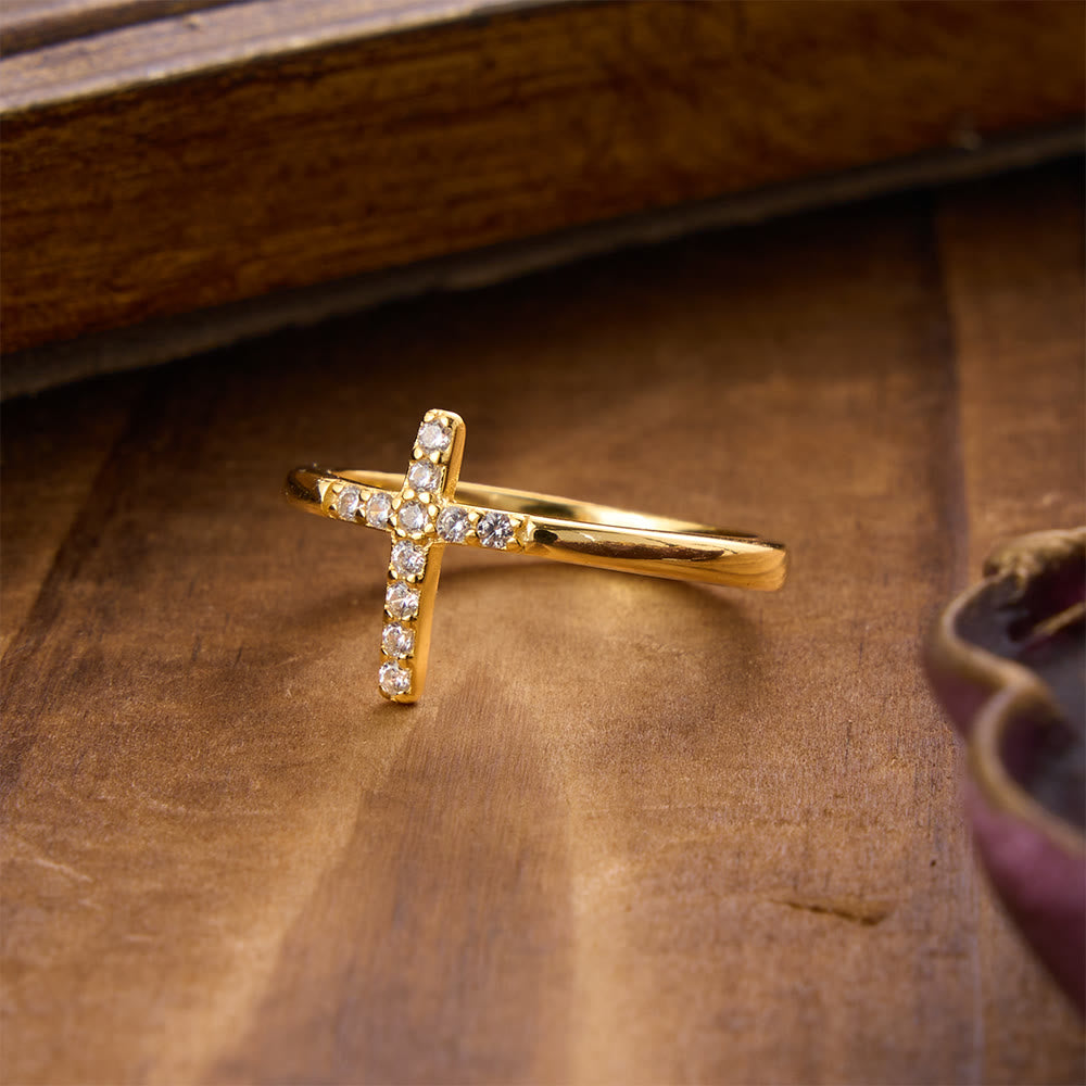 Anello con croce in argento 925 e scritta "Confida in Dio" Christianartworkshop : simboli di speranza. - image 3
