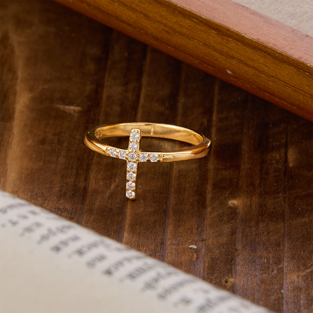 Anello con croce in argento 925 e scritta "Confida in Dio" Christianartworkshop : simboli di speranza. - image 5