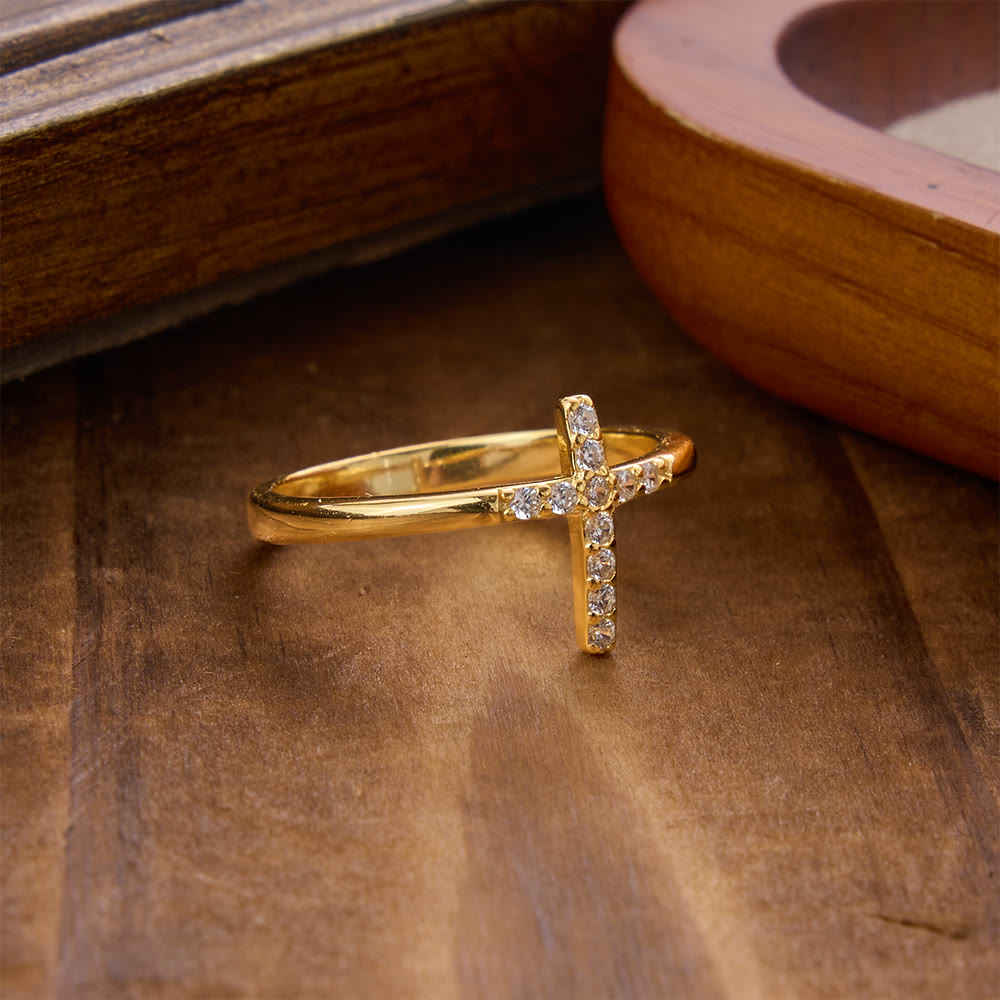 Anello con croce in argento 925 e scritta "Confida in Dio" Christianartworkshop : simboli di speranza. - image 4