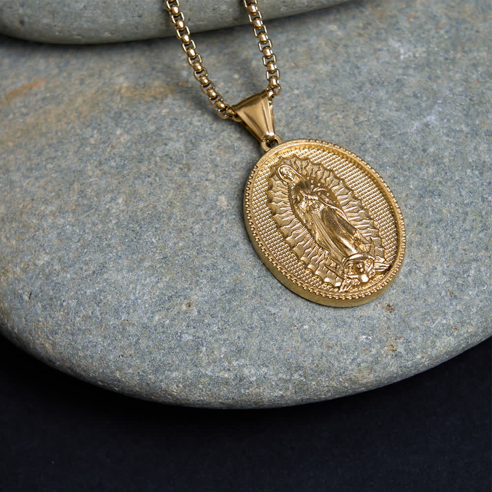 Collana della Vergine Maria di Nostra Signora di Guadalupe, Christianartworkshop. - Catena a maglie - Dorata - image 9