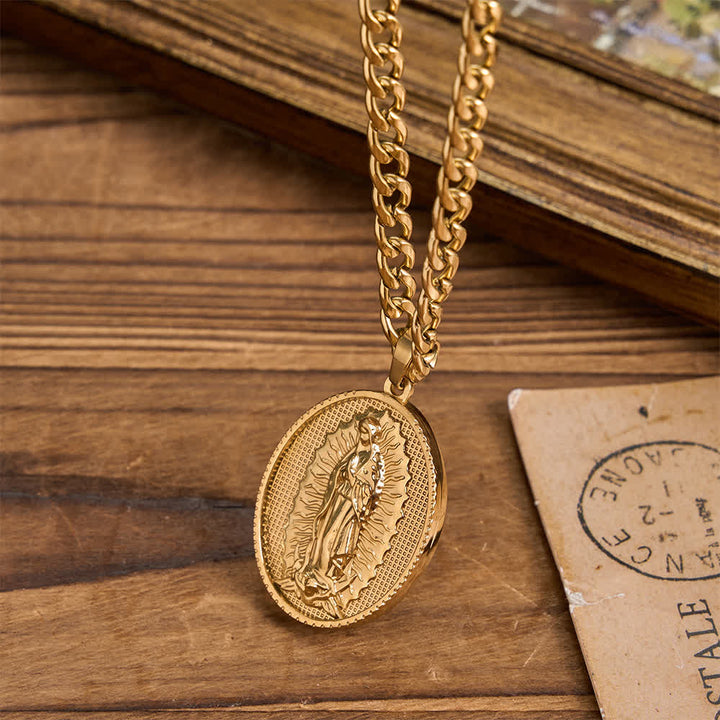 Collana della Vergine Maria di Nostra Signora di Guadalupe, Christianartworkshop. - Catena cubana - Dorata - image 3