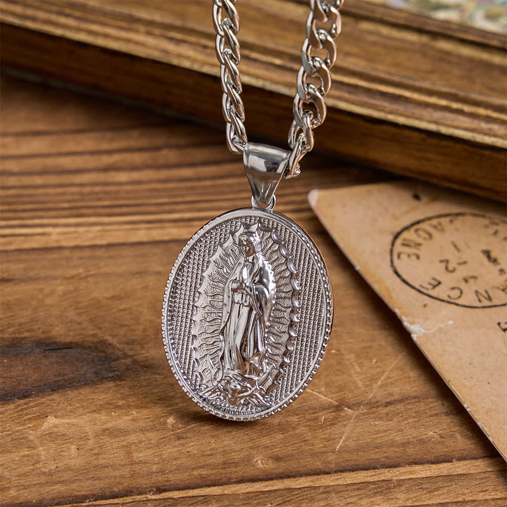 Collana della Vergine Maria di Nostra Signora di Guadalupe, Christianartworkshop. - Catena cubana - Argento - image 1