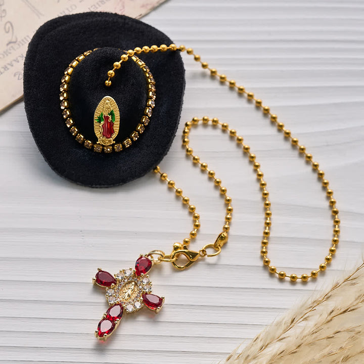 Mini cappello da cowboy Christianartworkshop , croce di cristallo della Madonna, ornamento per auto: un promemoria della misericordiosa protezione divina in ogni viaggio - image 13