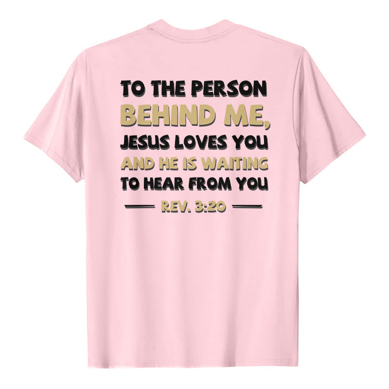 Christianartworkshop T-shirt classica casual con stampa bicolore su entrambi i lati del versetto biblico REV.3:20 - Rosa - 2XL - image 0