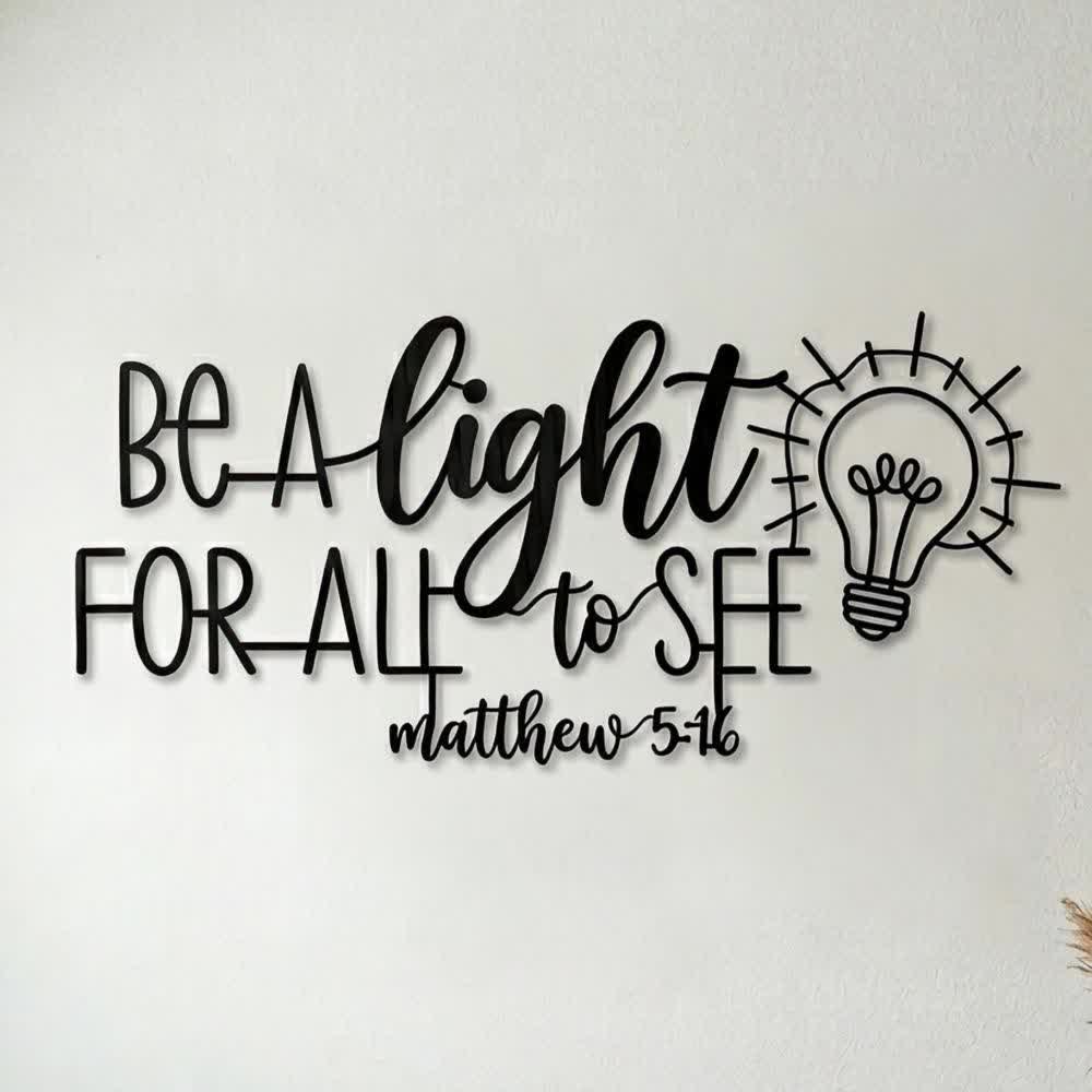 Christianartworkshop Decorazione murale in metallo con scritta "Lampadina" (Matteo 5:16): simbolo dell'illuminazione divina. - image 0