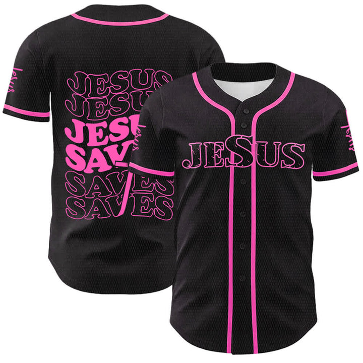 Christianartworkshop Maglia da baseball unisex personalizzata con la scritta "Gesù salva la fede". - Rosa - 5XL - image 15