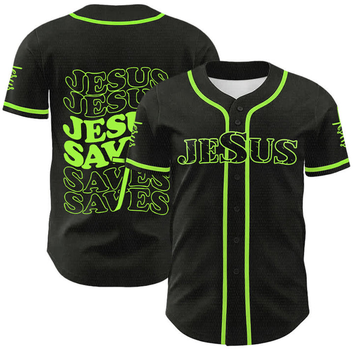 Christianartworkshop Maglia da baseball unisex personalizzata con la scritta "Gesù salva la fede". - Verde - 5XL - image 18