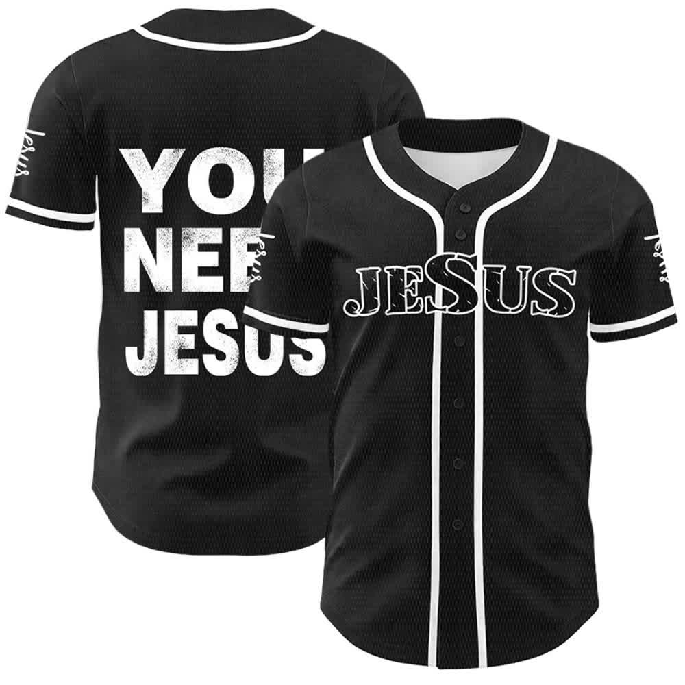 Christianartworkshop Maglia da baseball unisex con la scritta "Hai bisogno di Gesù" e la frase di fede. - Bianco - 5XL - image 3