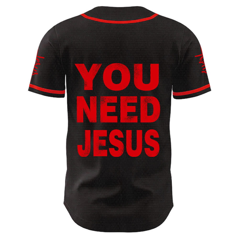Christianartworkshop Maglia da baseball unisex con la scritta "Hai bisogno di Gesù" e la frase di fede. - image 1