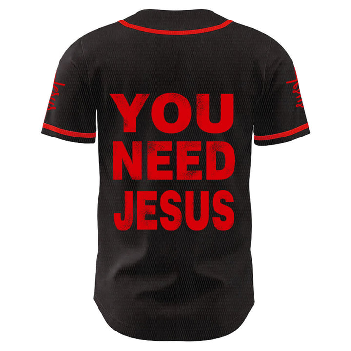 Christianartworkshop Maglia da baseball unisex con la scritta "Hai bisogno di Gesù" e la frase di fede. - image 1