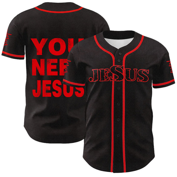 Christianartworkshop Maglia da baseball unisex con la scritta "Hai bisogno di Gesù" e la frase di fede. - Rosso - 5XL - image 0