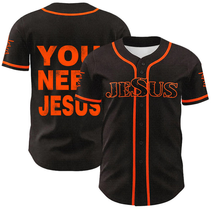 Christianartworkshop Maglia da baseball unisex con la scritta "Hai bisogno di Gesù" e la frase di fede. - Arancia - 5XL - image 9