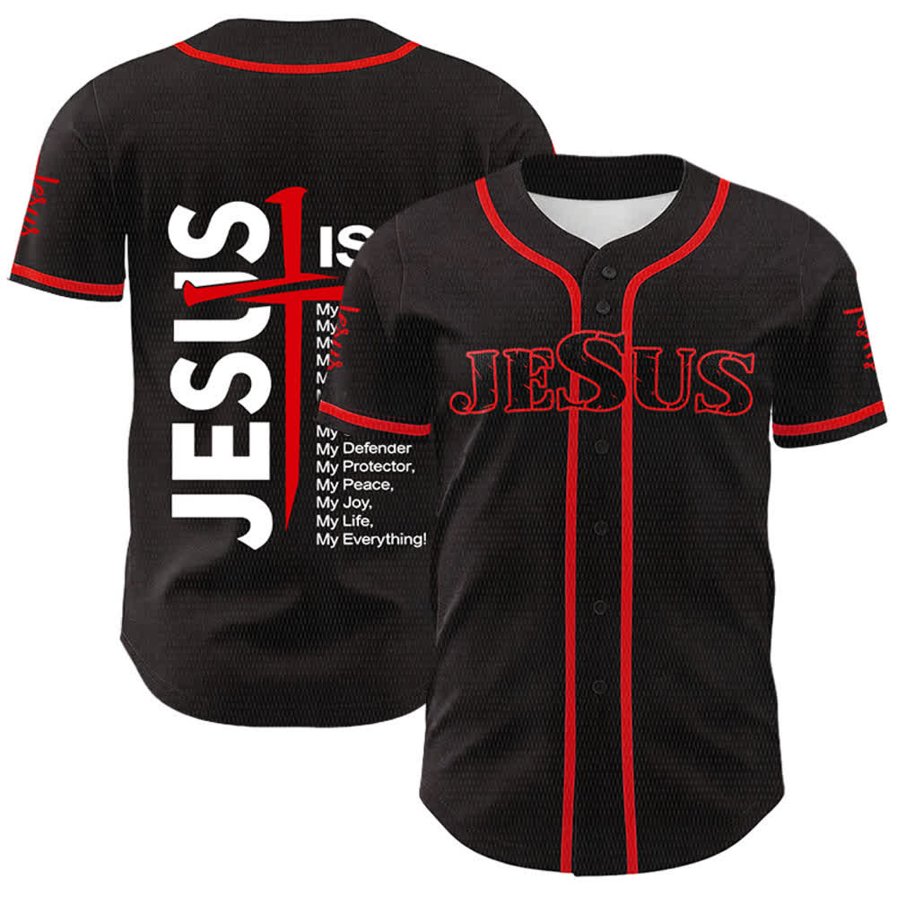 Christianartworkshop Maglia da baseball unisex "Gesù è la mia fede tutto" - Rosso - 5XL - image 3