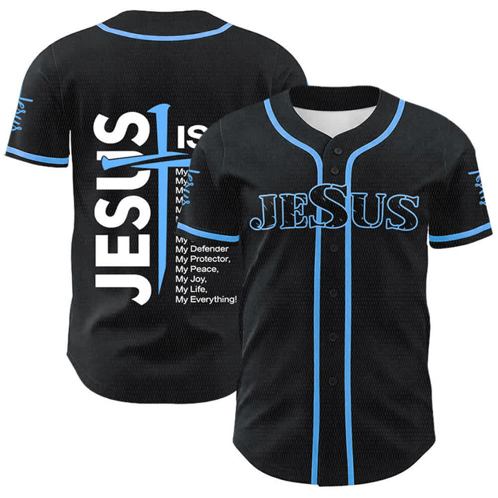 Christianartworkshop Maglia da baseball unisex "Gesù è la mia fede tutto" - Blu - 5XL - image 0