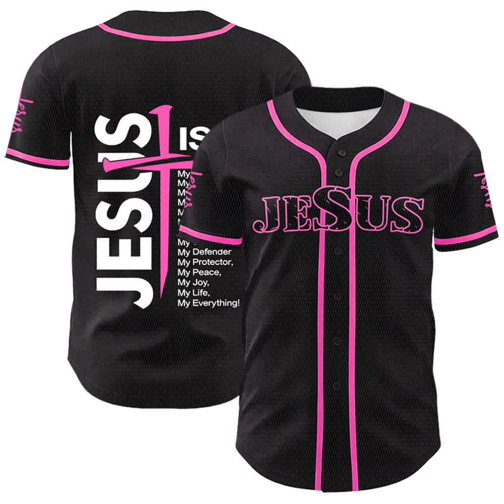 Christianartworkshop Maglia da baseball unisex "Gesù è la mia fede tutto" - Rosa - 5XL - image 15
