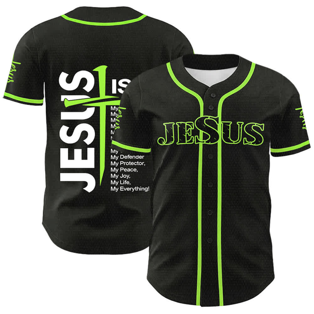 Christianartworkshop Maglia da baseball unisex "Gesù è la mia fede tutto" - Verde - 5XL - image 18