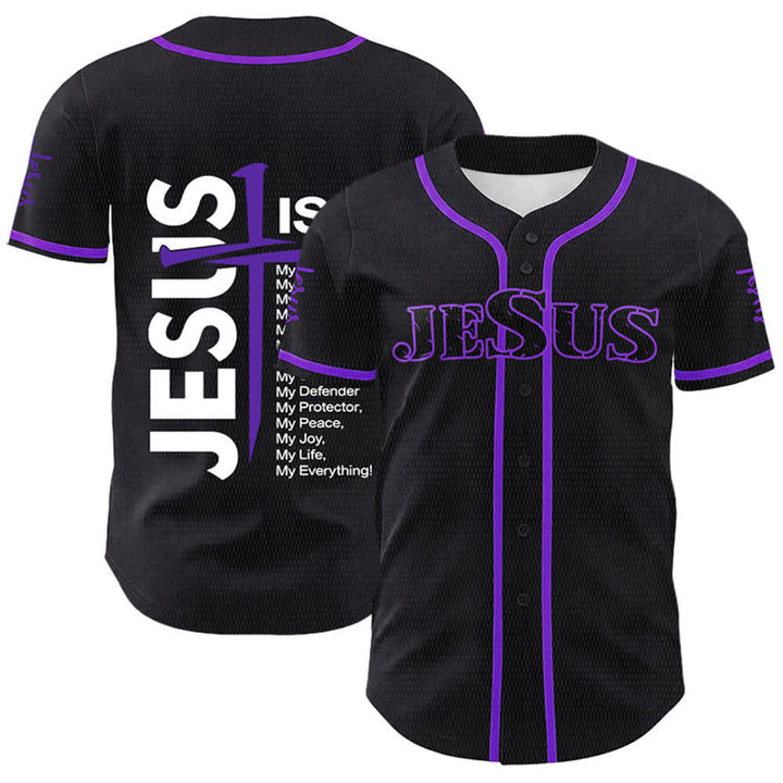 Christianartworkshop Maglia da baseball unisex "Gesù è la mia fede tutto" - Viola - 5XL - image 21