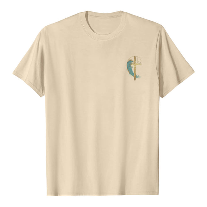 Christianartworkshop T-shirt classica con stampa su entrambi i lati e motivo a croce dorata e onda di Fibonacci - image 11