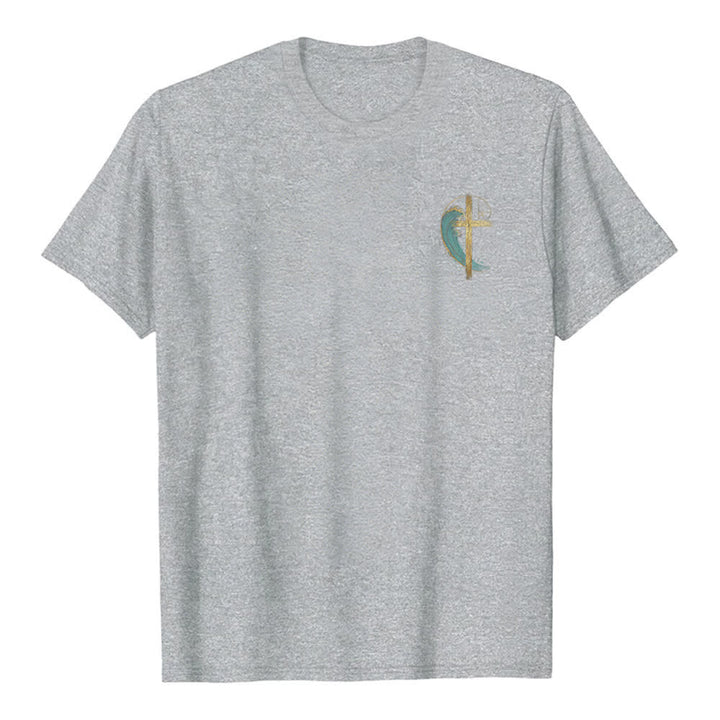 Christianartworkshop T-shirt classica con stampa su entrambi i lati e motivo a croce dorata e onda di Fibonacci - image 14