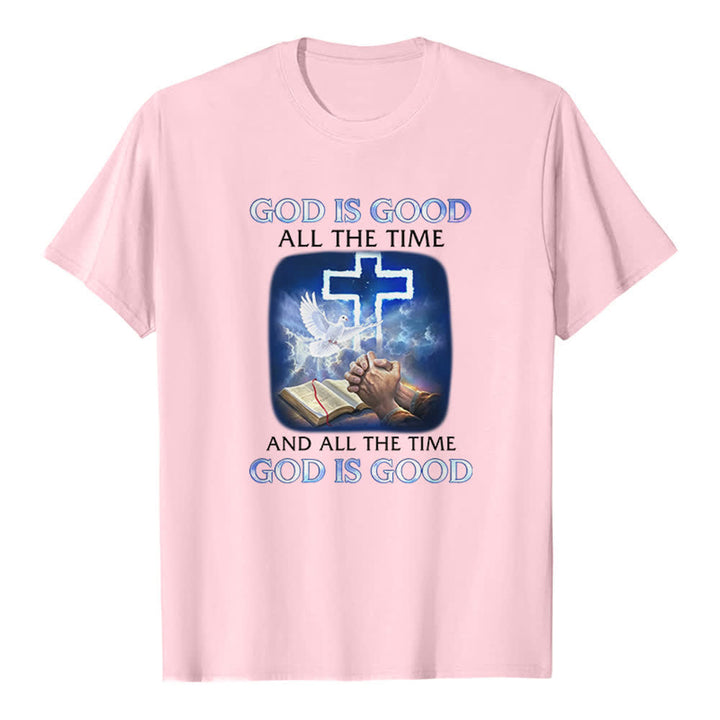 Christianartworkshop Dio è buono sempre - T-shirt classica con stampa biblica e croce a forma di colomba - Rosa - 2XL - image 3