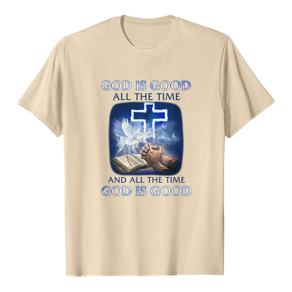 Christianartworkshop Dio è buono sempre - T-shirt classica con stampa biblica e croce a forma di colomba - Beige - 2XL - image 5