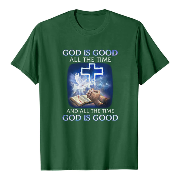 Christianartworkshop Dio è buono sempre - T-shirt classica con stampa biblica e croce a forma di colomba - Verde scuro - 2XL - image 7