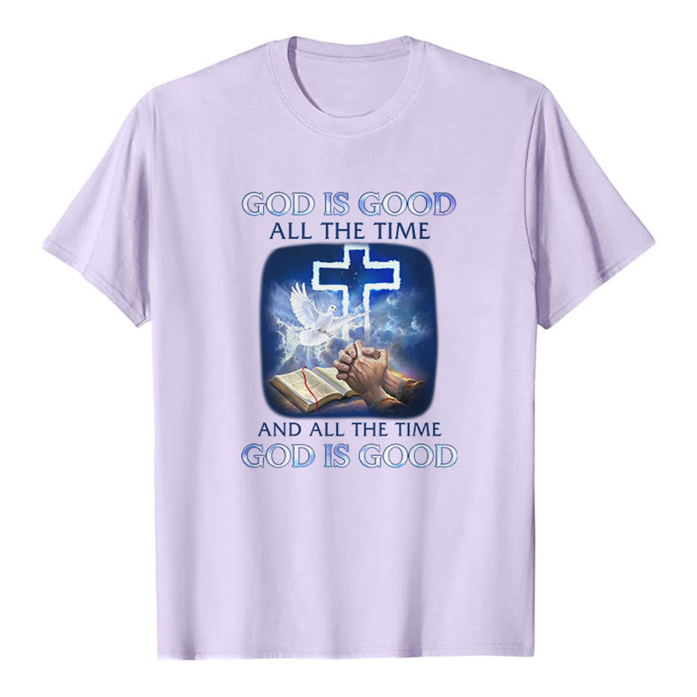Christianartworkshop Dio è buono sempre - T-shirt classica con stampa biblica e croce a forma di colomba - Viola - 2XL - image 1