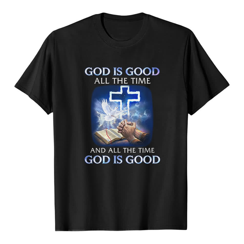 Christianartworkshop Dio è buono sempre - T-shirt classica con stampa biblica e croce a forma di colomba - Nero - 2XL - image 8