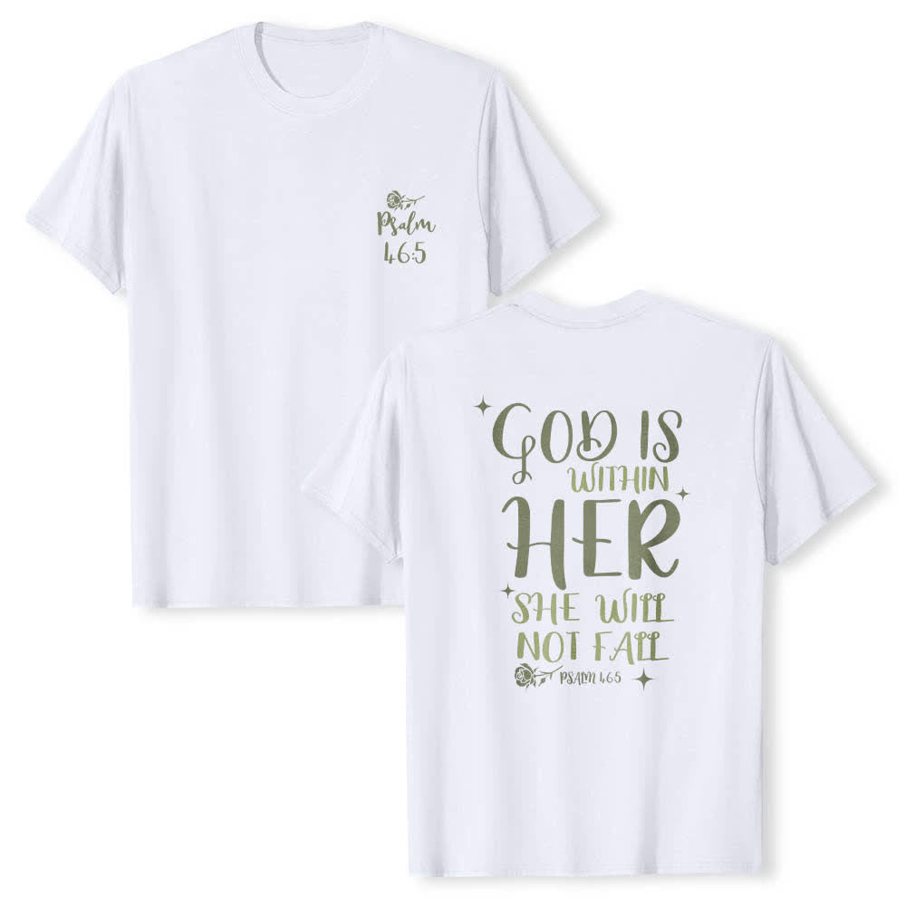 Christianartworkshop T-shirt classica con stampa fronte/retro "Dio è dentro di lei" Salmo 46:5 - Bianco - 2XL - image 15
