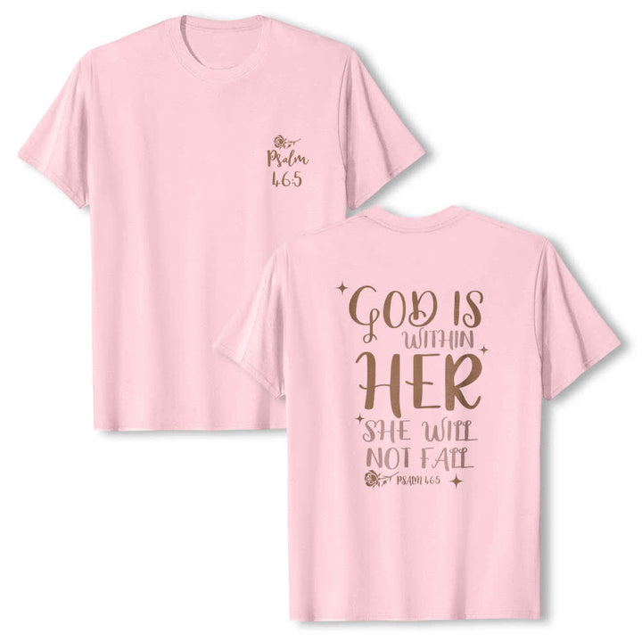 Christianartworkshop T-shirt classica con stampa fronte/retro "Dio è dentro di lei" Salmo 46:5 - Rosa - 2XL - image 12