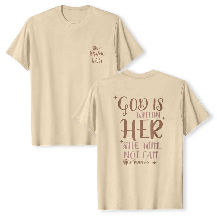 Christianartworkshop T-shirt classica con stampa fronte/retro "Dio è dentro di lei" Salmo 46:5 - Beige - 2XL - image 18