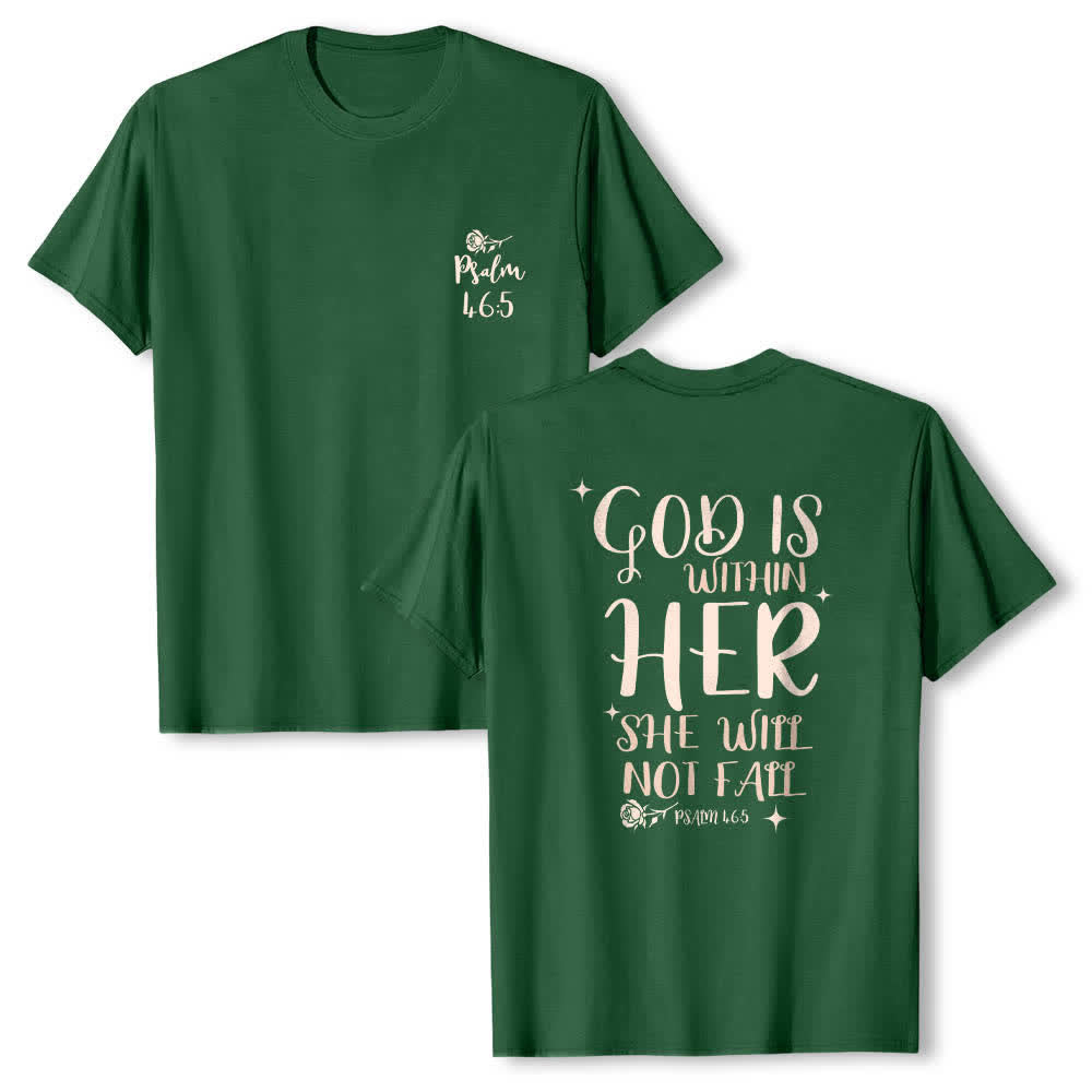 Christianartworkshop T-shirt classica con stampa fronte/retro "Dio è dentro di lei" Salmo 46:5 - Verde scuro - 2XL - image 24