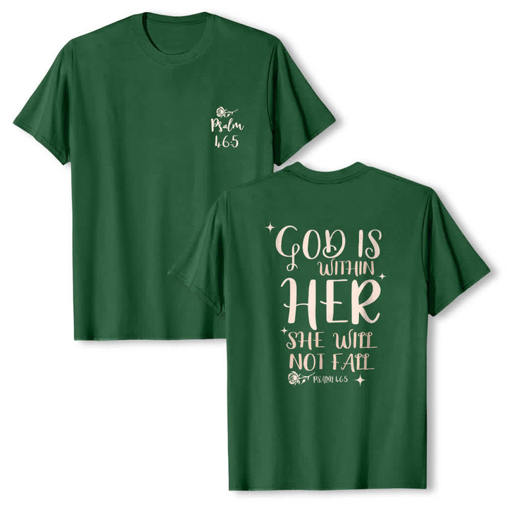 Christianartworkshop T-shirt classica con stampa fronte/retro "Dio è dentro di lei" Salmo 46:5 - Verde scuro - 2XL - image 24
