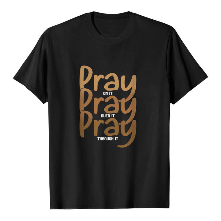 Maglietta classica con stampa fronte-retro "Pray On It Over It Through It" Christianartworkshop - Nero - 2XL - image 2