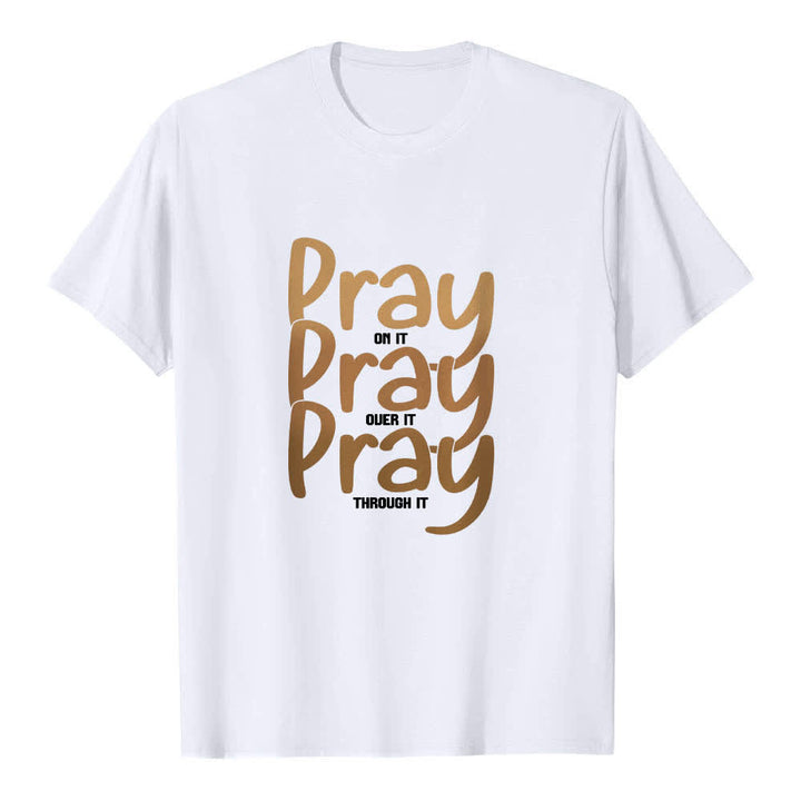 Maglietta classica con stampa fronte-retro "Pray On It Over It Through It" Christianartworkshop - Bianco - 2XL - image 7