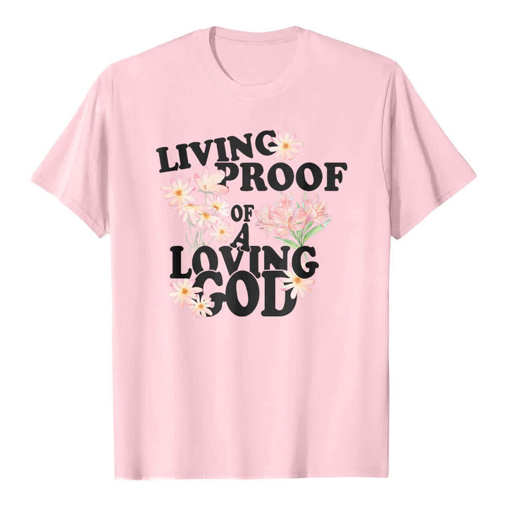 Maglietta classica con stampa floreale "Living Proof Of A Loving God" su entrambi i lati, Christianartworkshop. - Rosa - 2XL - image 8