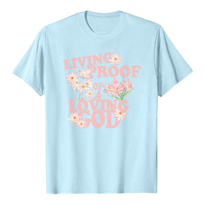 Maglietta classica con stampa floreale "Living Proof Of A Loving God" su entrambi i lati, Christianartworkshop. - Blu - 2XL - image 5