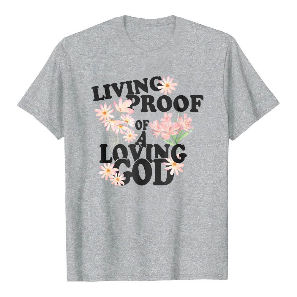 Maglietta classica con stampa floreale "Living Proof Of A Loving God" su entrambi i lati, Christianartworkshop. - Grigio - 2XL - image 2