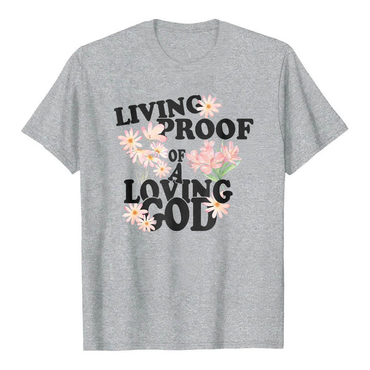 Maglietta classica con stampa floreale "Living Proof Of A Loving God" su entrambi i lati, Christianartworkshop. - Grigio - 2XL - image 2