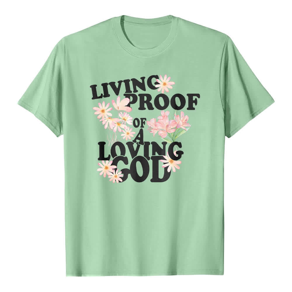 Maglietta classica con stampa floreale "Living Proof Of A Loving God" su entrambi i lati, Christianartworkshop. - Verde chiaro - 2XL - image 7