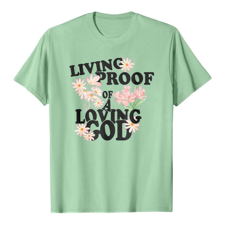 Maglietta classica con stampa floreale "Living Proof Of A Loving God" su entrambi i lati, Christianartworkshop. - Verde chiaro - 2XL - image 7
