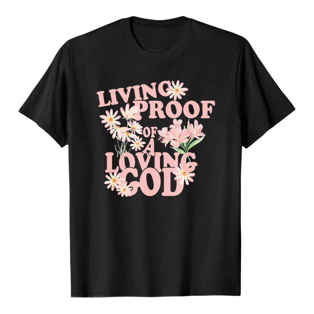 Maglietta classica con stampa floreale "Living Proof Of A Loving God" su entrambi i lati, Christianartworkshop. - Nero - 2XL - image 4