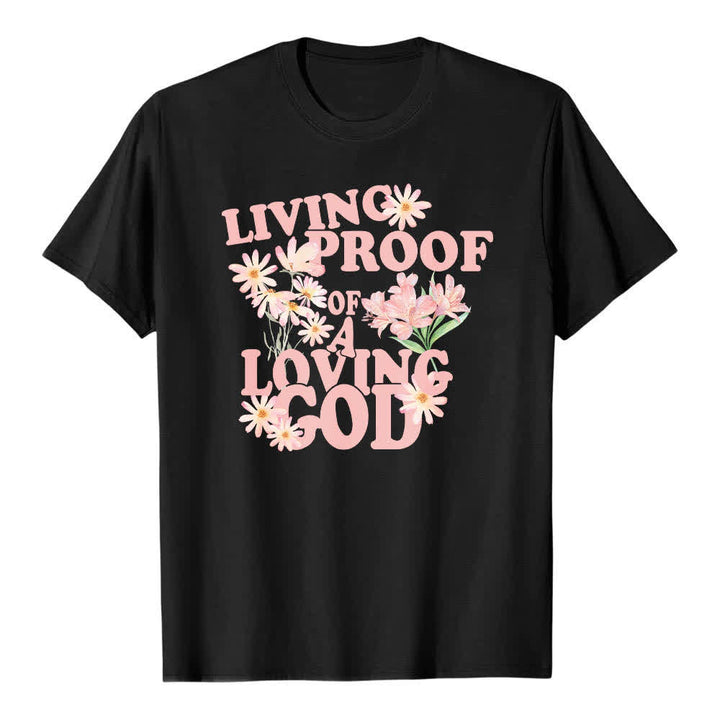 Maglietta classica con stampa floreale "Living Proof Of A Loving God" su entrambi i lati, Christianartworkshop. - Nero - 2XL - image 4