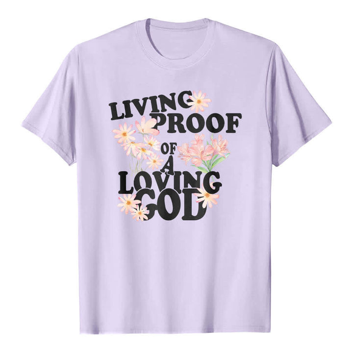 Maglietta classica con stampa floreale "Living Proof Of A Loving God" su entrambi i lati, Christianartworkshop. - Viola - 2XL - image 6