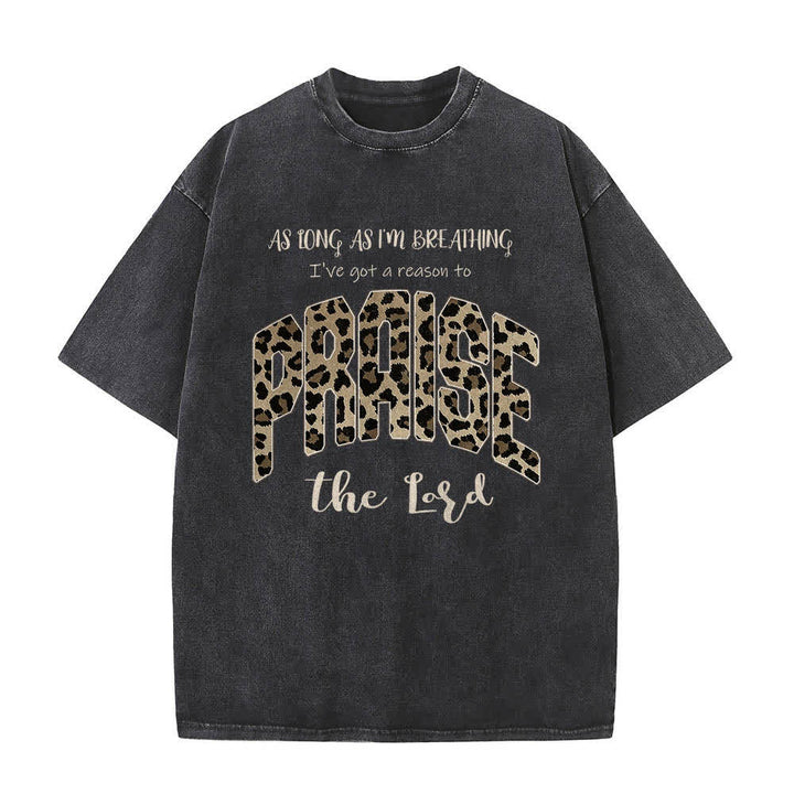 Maglietta Christianartworkshop con stampa leopardata "Loda il Signore" su entrambi i lati, effetto lavato. - Nero - 5XL - image 7