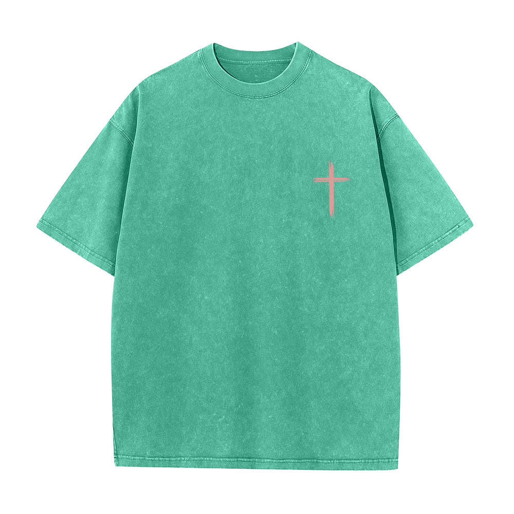 Christianartworkshop T-shirt lavata con stampa floreale a croce "Let All That You Do Be Done In Love" su entrambi i lati. - image 2