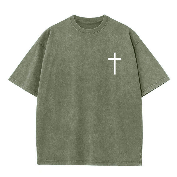 Christianartworkshop T-shirt lavata con stampa su entrambi i lati del versetto biblico Filippesi 4:13 e croce. - image 20