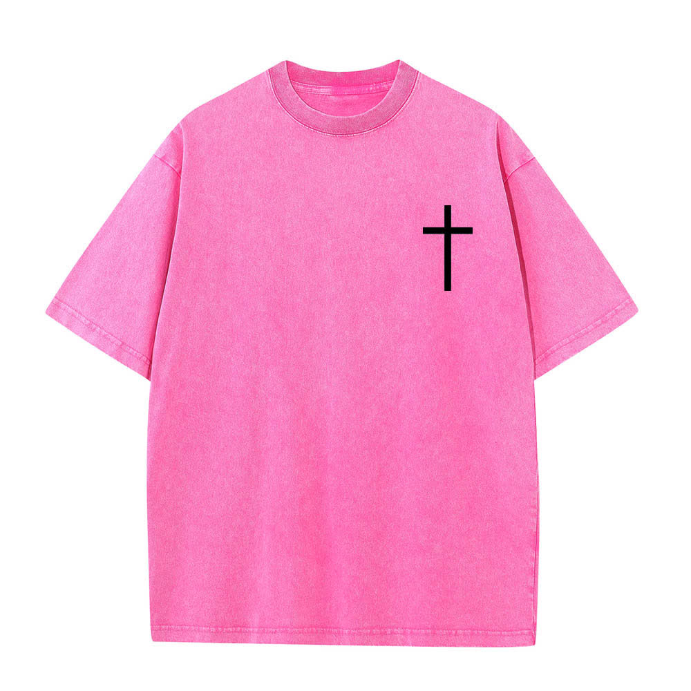 Christianartworkshop T-shirt lavata con stampa su entrambi i lati del versetto biblico Filippesi 4:13 e croce. - image 17