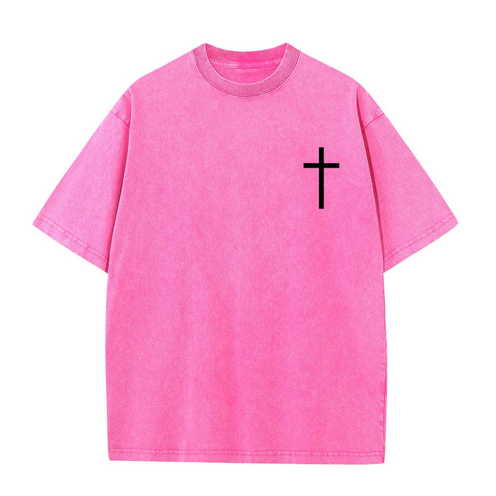 Christianartworkshop T-shirt lavata con stampa su entrambi i lati del versetto biblico Filippesi 4:13 e croce. - image 17