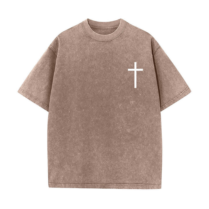 Christianartworkshop T-shirt lavata con stampa su entrambi i lati del versetto biblico Filippesi 4:13 e croce. - image 26